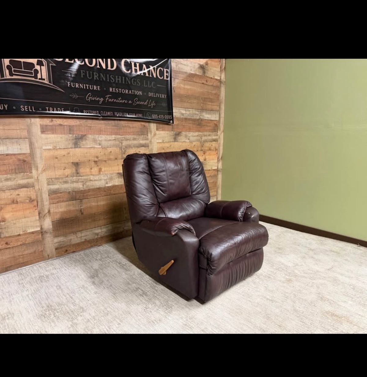 Chocolate leather recliner