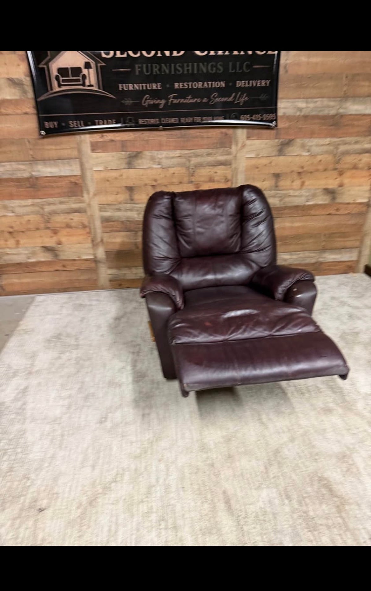 Chocolate leather recliner