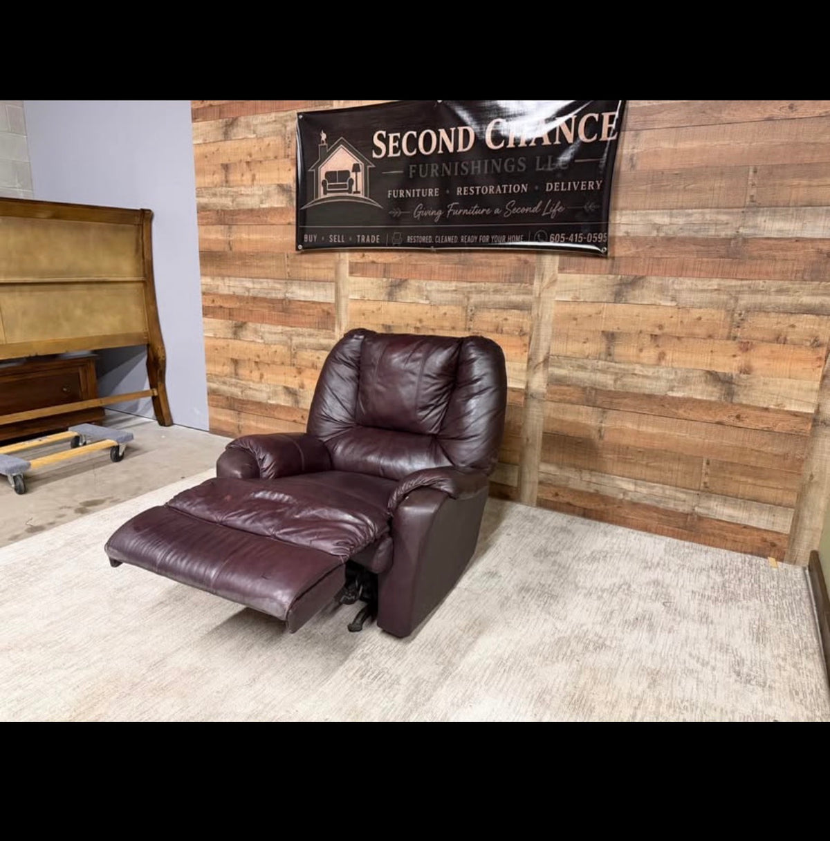 Chocolate leather recliner