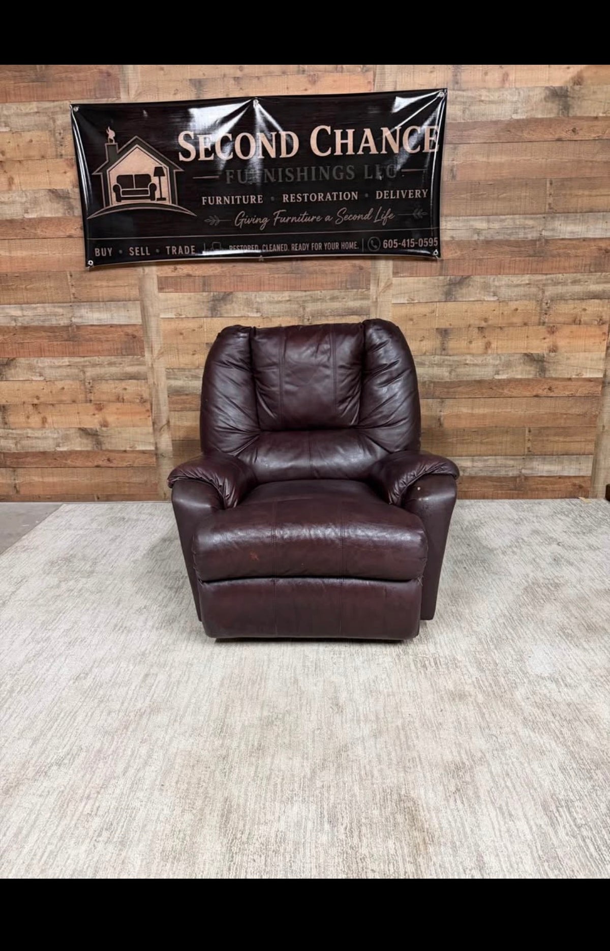 Chocolate leather recliner